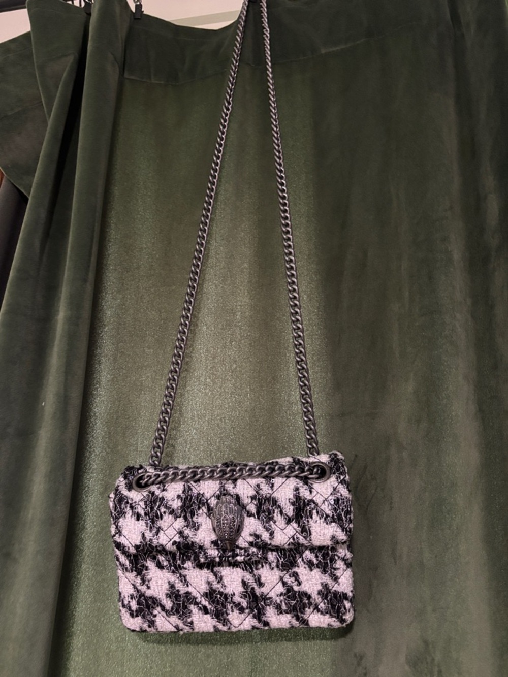 ⭐️SALE⭐️ Kurt Geiger Black and White Houndstooth Silver Hardware Crossbody Bag